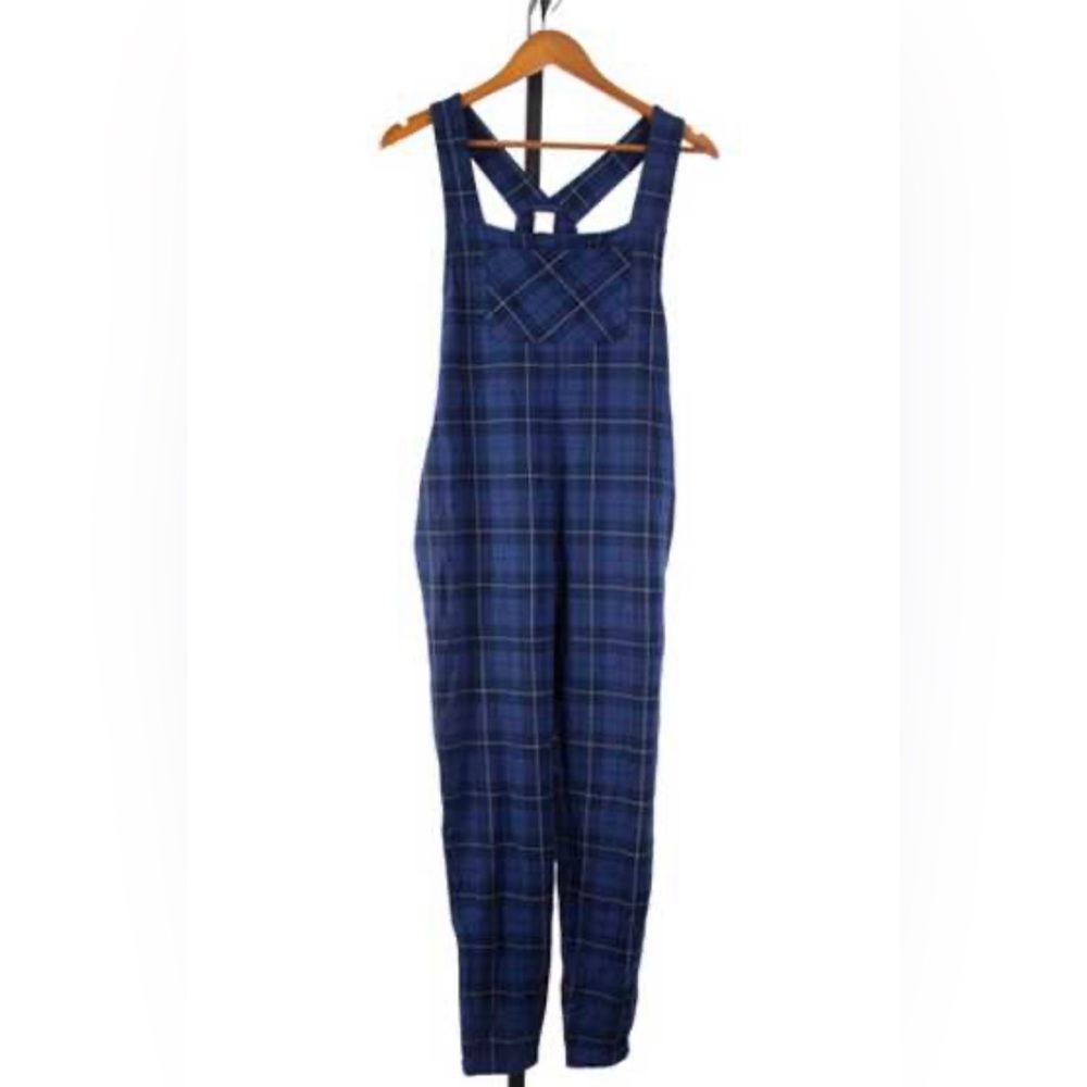 Blue Plaid Women's Overalls Jumpsuit